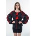Boho Style Ukrainian Embroidered Folk  Blouse "Starry Sky" red on black